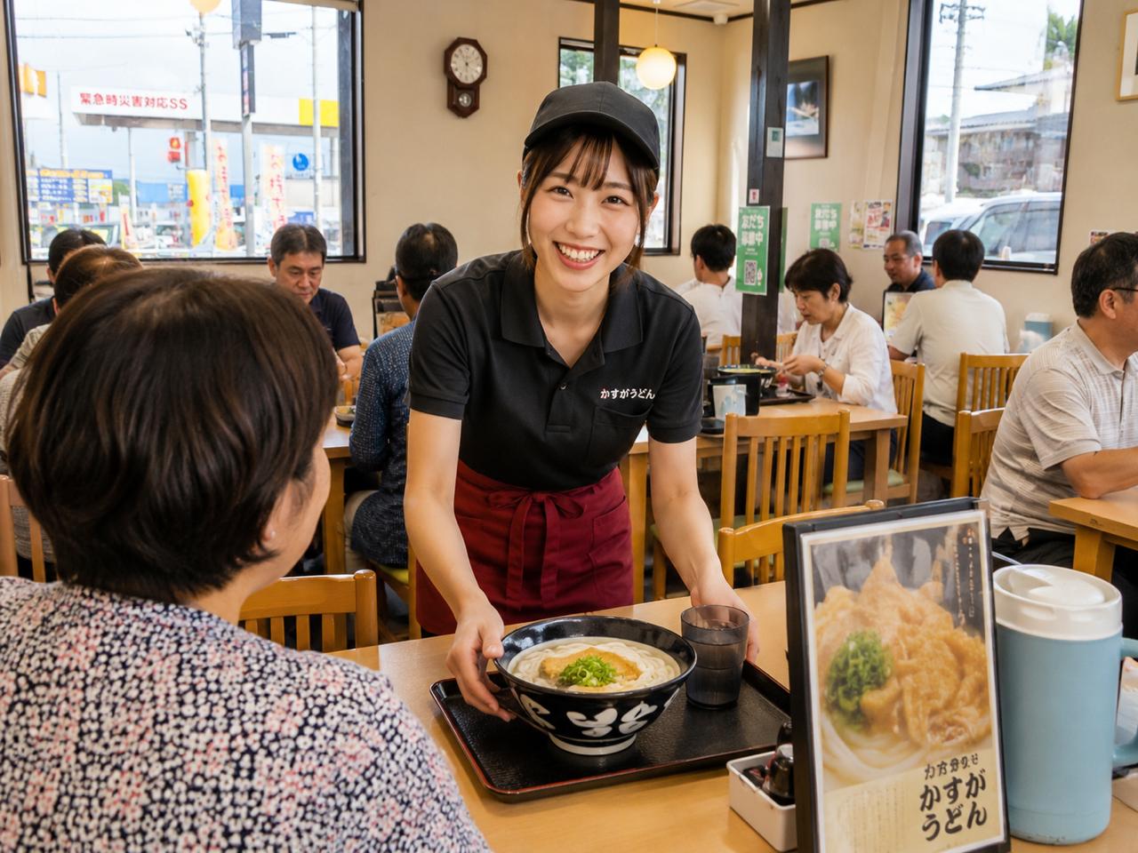 かすがうどんのホール＆調理補助◎平日のみ・週2～/賄い有
